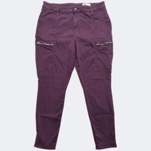 Cosmic Blue Love Pant 32 Burgundy Skinny Faux Cargo Zip Pockets Stretch Ankle